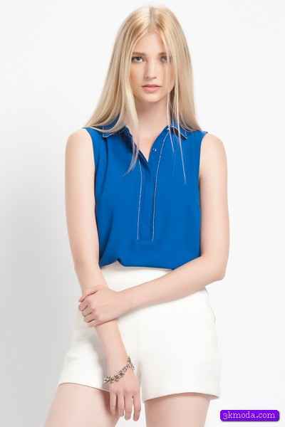 Mavi Bayan Yazlık Bluz Modelleri